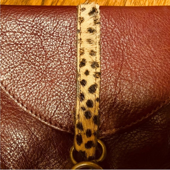 Italian Sundance Burgundy Crossbody Bag or belt bag with Animal Print Accent. - Picture 5 of 10